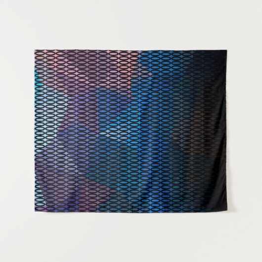 Abstraktes, mehrfarbiges Muster, Maschenmuster, Sp Wandteppich (Vorderseite (Horizontal))