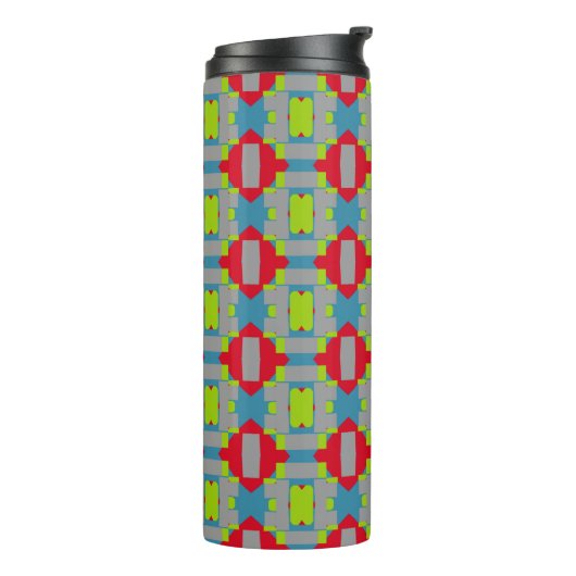 Abstraktes mehrfarbiges Muster mit Red Diamonds Thermosbecher (Nach links gedreht)