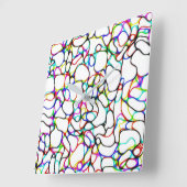 Abstraktes mehrfarbiges Muster Quadratische Wanduhr (Winkel)