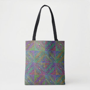 abstraktes mehrfarbiges Neonfliesen-Design Tasche