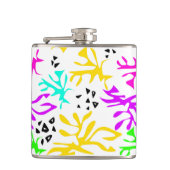 Abstraktes mehrfarbiges Neonmuster Flachmann (Vorderseite)