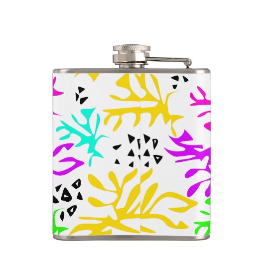 Abstraktes mehrfarbiges Neonmuster Flachmann (Rückseite)