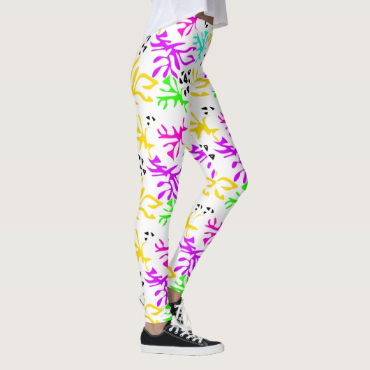 Abstraktes mehrfarbiges Neonmuster Leggings (Rechts)
