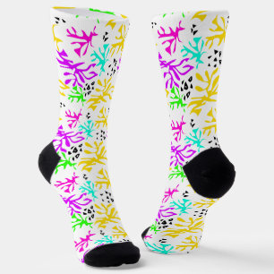 Abstraktes mehrfarbiges Neonmuster Socken