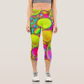 Abstraktes mehrfarbiges Splash-Design Capri Leggings (Vorderseite)