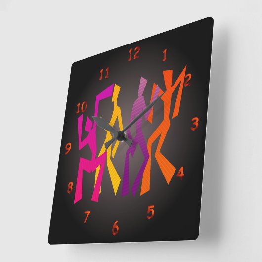 Abstraktes mehrfarbiges Tanzen Quadratische Wanduhr (Winkel)