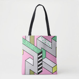 Abstraktes Memphis: Geometrische Formen der 80er J Tasche