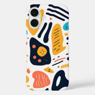 Abstraktes Memphis-Stil-Organische-Formen-Muster iPhone 16 Hülle