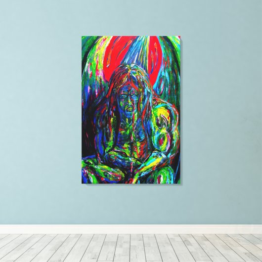 Abstraktes Menschenöl auf Leinwand (Insitu (Holzboden))