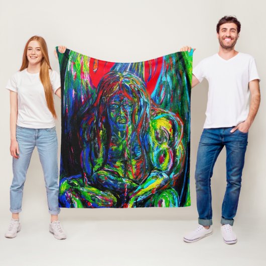 Abstraktes Menschenöl auf Leinwand Fleecedecke (Beispiel)