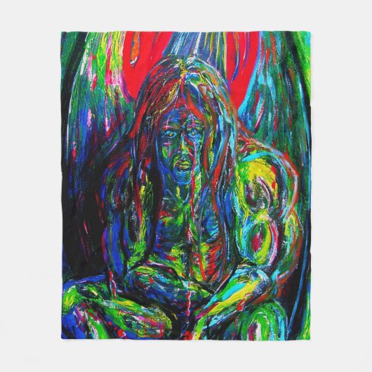 Abstraktes Menschenöl auf Leinwand Fleecedecke (Vorderseite)