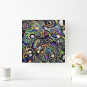 Abstraktes Menschenportrait Quadratische Wanduhr (Zuhause)