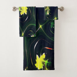 Abstraktes metallisches Blatt mit blinkenden Spure Badhandtuch Set