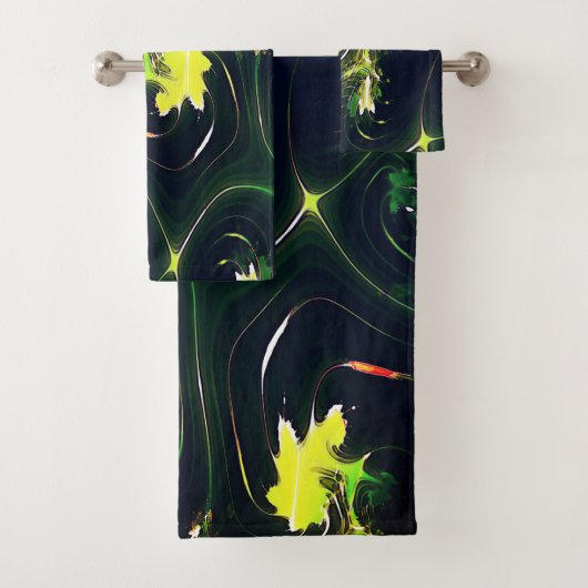 Abstraktes metallisches Blatt mit blinkenden Spure Badhandtuch Set (Insitu)