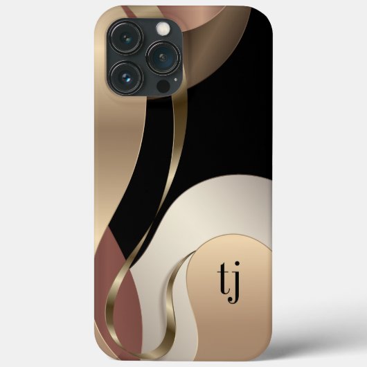 Abstraktes metallisches Muster mit Monogramm Case-Mate iPhone Hülle (Rückseite)