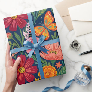 Abstraktes Mexikanisches Cosmos-Schmetterling-Wrap Geschenkpapier