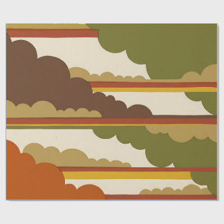 Abstraktes MidMod-Cloud-Burnt-Olive-Geschenkpapier Geschenkpapier