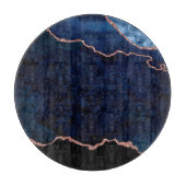 Abstraktes Midnight Blue Agate Glitzer-Muster Schneidebrett (Vorderseite)