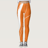 Abstraktes Minimalistisch-Orange-Weiß Leggings (Vorderseite)