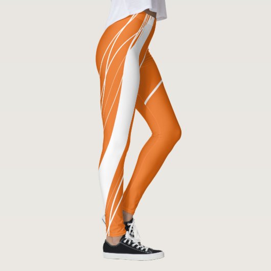 Abstraktes Minimalistisch-Orange-Weiß Leggings (Rechts)