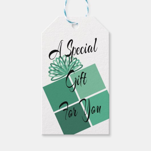 Abstraktes Minimalistisches Aquamarines Geschenk f Geschenkanhänger (Vorderseite)