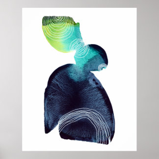 Abstraktes Minimalistisches Aquarellmalungspapier Poster