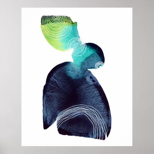 Abstraktes Minimalistisches Aquarellmalungspapier Poster (Vorne)