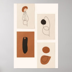 Abstraktes minimalistisches Galerie-Wand-Set Mod Poster