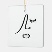 Abstraktes Minimalistisches Gesicht Modernes Kunst Keramikornament (Links)