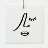 Abstraktes Minimalistisches Gesicht Modernes Kunst Keramikornament (Rückseite)