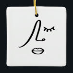 Abstraktes Minimalistisches Gesicht Modernes Kunst Keramikornament<br><div class="desc">Minimalistische abstrakte Gesichtskunst zeichnend.</div>