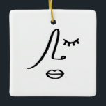 Abstraktes Minimalistisches Gesicht Modernes Kunst Keramikornament<br><div class="desc">Minimalistische abstrakte Gesichtskunst zeichnend.</div>