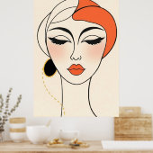 Abstraktes minimalistisches Porträt Poster (Küche)