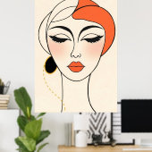 Abstraktes minimalistisches Porträt Poster (Heimbüro)