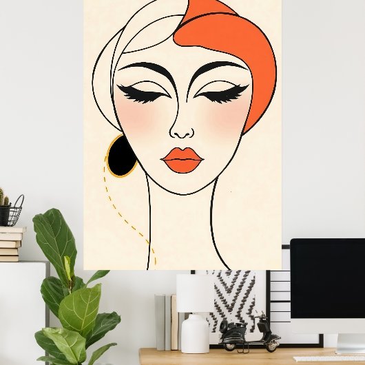 Abstraktes minimalistisches Porträt Poster (Heimbüro)