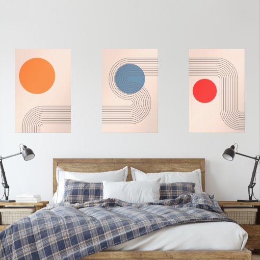 Abstraktes minimalistisches Set aus der Mitte des (Schlafzimmer)