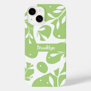 Abstraktes Mintgrün Botanisches Personalisiertes Case-Mate iPhone 14 Hülle