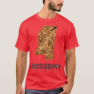 Abstraktes Mississippi-Kartenkunstwerk in Braun T-Shirt