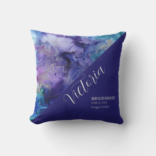 Abstraktes Mit Monogramm Kissen mit Wasserfarbe (Vorderseite)