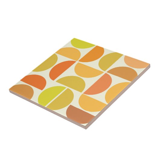 Abstraktes Mittelalter moderne Kreisen orange gelb Fliese (Seite)