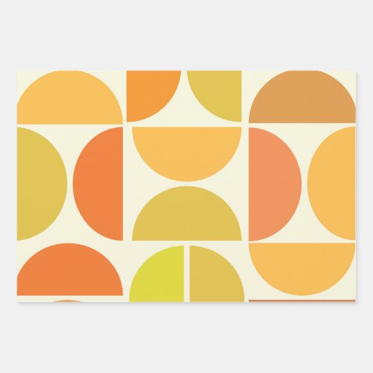 Abstraktes Mittelalter moderne Kreisen orange gelb Geschenkpapier Set (Vorderseite 3)
