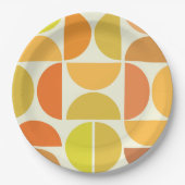Abstraktes Mittelalter moderne Kreisen orange gelb Pappteller (Vorderseite)