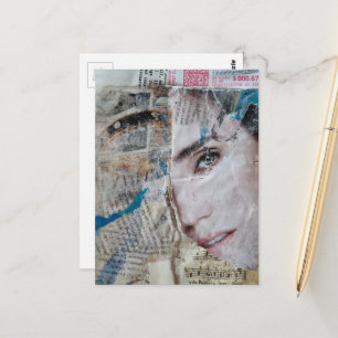 Abstraktes Mixed-Media-Collage-Gesicht Postkarte