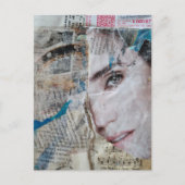 Abstraktes Mixed-Media-Collage-Gesicht Postkarte (Vorderseite)