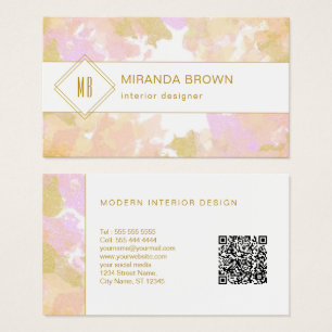 Abstraktes Modern Watercolor Logo Rosa Gold QR Cod