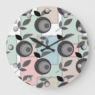 Abstraktes modernes Apfel-Frucht-Patchwork geometr Große Wanduhr