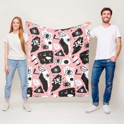 Abstraktes modernes Augen-u. Lippenmuster Fleecedecke (Beispiel)