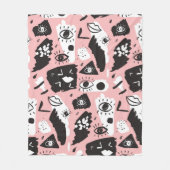 Abstraktes modernes Augen-u. Lippenmuster Fleecedecke (Vorderseite)