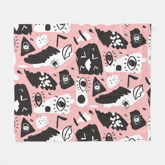 Abstraktes modernes Augen-u. Lippenmuster Fleecedecke (Vorderseite (Horizontal))