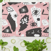 Abstraktes modernes Augen-u. Lippenmuster Geschirrtuch (Gefaltet)